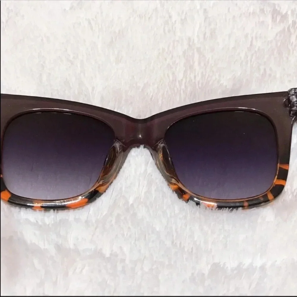 New Dark Brown & Leopard Retro Large Sunglasses